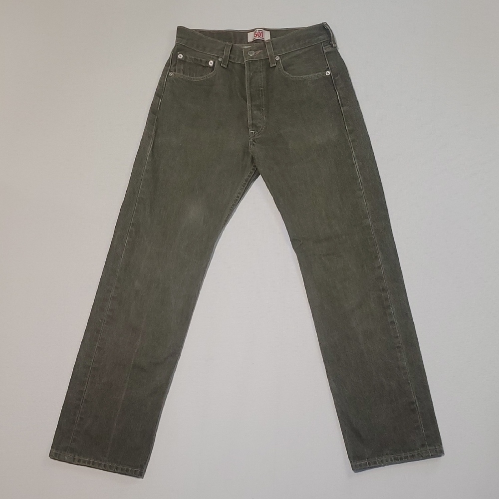 Vintage Levi's 501 Original Fit Men's Jeans Olive Green Button Fly Denim